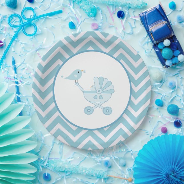 Baby Bird Baby Carriage Baby Shooting Party Pappteller (Party)