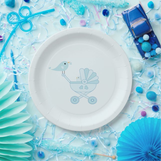 Baby Bird Baby Carriage Baby Shooting Party Pappteller (Party)