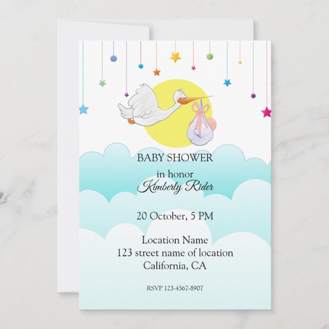 Baby Bird Baby Shower Einladung (Vorderseite)