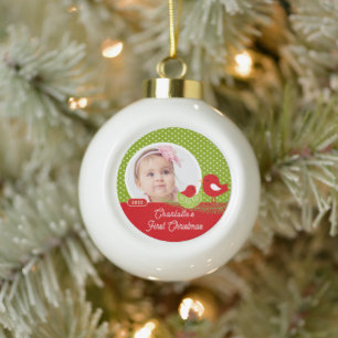 Baby Bird Baby's First Christmas Foto Keramik Kugel-Ornament