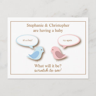 Baby-Bird-Gender-Enthüllung Vortäuschen von Scratc Ankündigungspostkarte