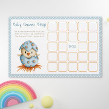 Baby Bird mit Blue Baby Dusche Bingo Card