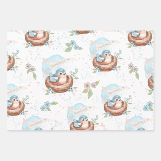 Baby Bird Wrapping Paper Geschenkpapier Set (Vorderseite 3)