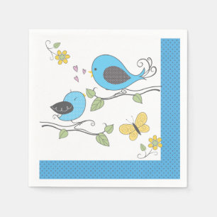 Baby Birdies Shower Napkins-Boy Serviette