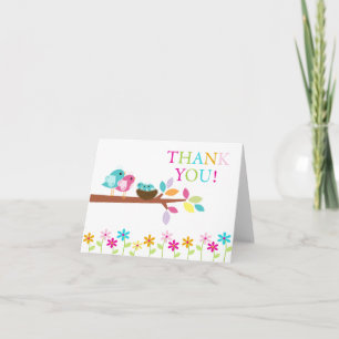 Baby Birds Nest Triplets Thank You Note Card Dankeskarte