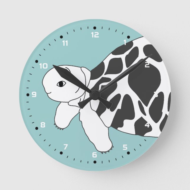 Baby-Birmane-Stern-Schildkröten-Wanduhr (blau) Runde Wanduhr (Vorderseite)