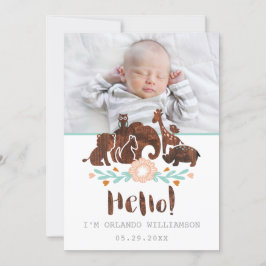Baby Birth Announcement Card - Woodland Safari Ankündigung