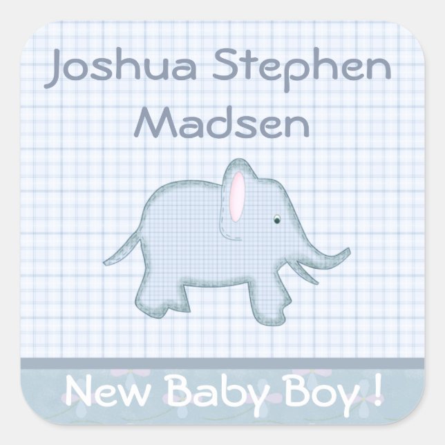 Baby Birth Announcement Elephant Sticker (Vorderseite)