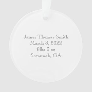 Baby Birth Announcement FOTO Unisex Schwarz-weiß Ornament