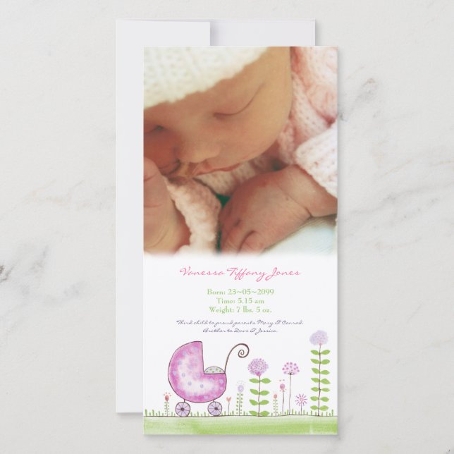 Baby Birth Announction Custom Made Foto Card Ankündigung (Vorderseite)