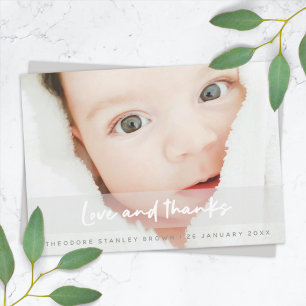 Baby Birth Photo Modern Cute New Simple White Dankeskarte
