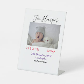 Baby birth stats add name place date keepsake memo sockelschild