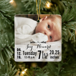 Baby Birth Stats Birth Record Christmas Foto Keramikornament