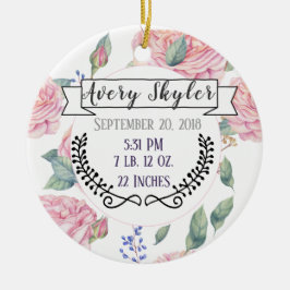 Baby Birth Stats Birth Record Christmas Photo Keramik Ornament