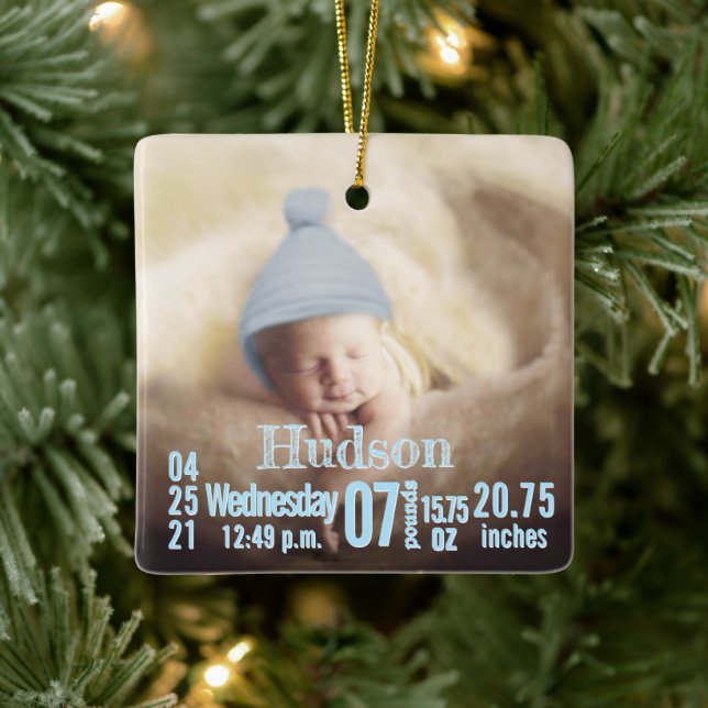 Baby Birth Stats Birth Record Weihnachtsgebäck Fot Keramikornament (Baum)