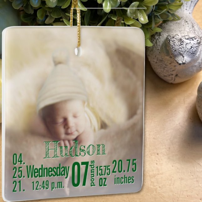Baby Birth Stats Birth Record Weihnachtsgebäck Fot Keramikornament (Von Creator hochgeladen)