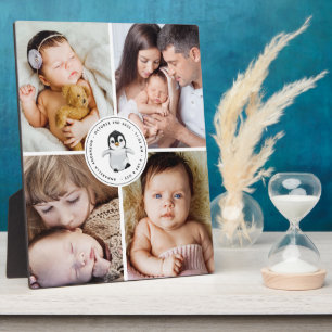 Baby Birth Stats Collage 4 Foto Pinguin Fotoplatte