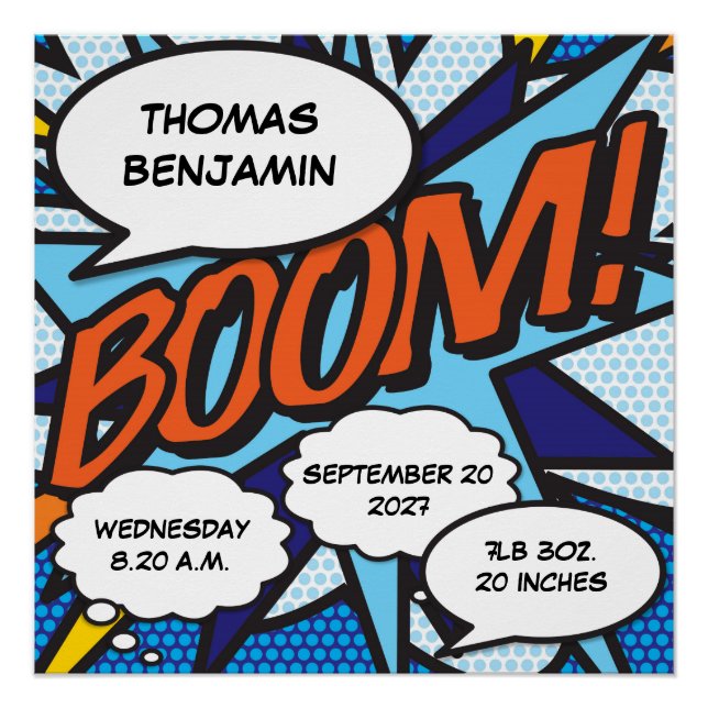 Baby Birth Stats Comic Buch Pop Poster (Vorderseite)