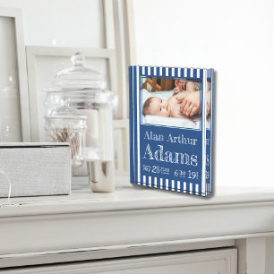 Baby Birth Stats Foto Block   Blaue Streifen