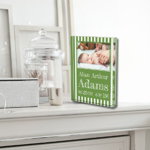 Baby Birth Stats Foto Block   Grüne Streifen