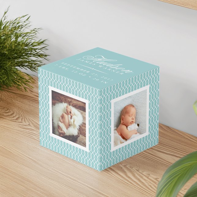 Baby Birth Stats Foto Cube | Aqua Würfel (Von Creator hochgeladen)