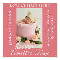 Baby Birth Stats Foto Newborn Keepake Kinderzimmer