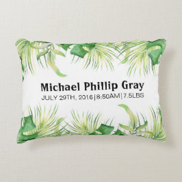 Baby Birth Stats Individuelle Name Tropical Green  Dekokissen