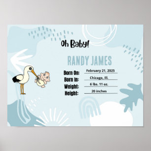 Baby Birth Stats Kinderzimmer Wall Art Poster