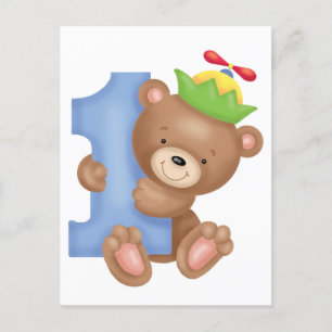 Baby birthday 1 year - teddy postkarte