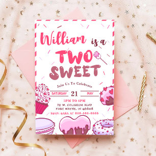Baby Birthday Candy Two Sweet Party Einladung