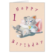 Baby Birthday Card Baby Cat Fun - Ihr Textname