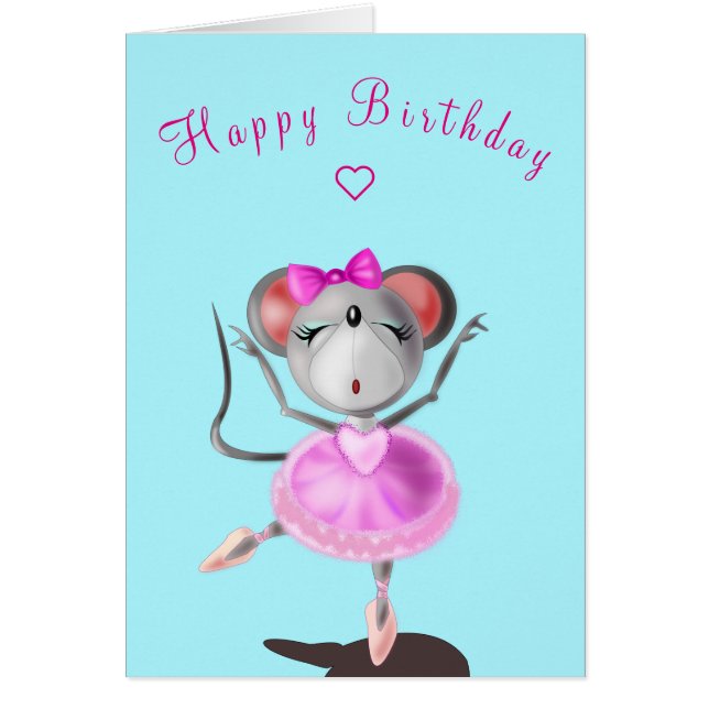 Baby Birthday Card Ballett Tänzerin Maus - Ihr Tex (Vorne)