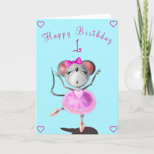 Baby Birthday Card Ballett Tänzerin Maus - Ihr Tex Karte