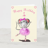 Baby Birthday Card Ballett Tänzerin Maus