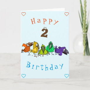 Baby Birthday Card Farbige Vögel - Personalisiert Karte