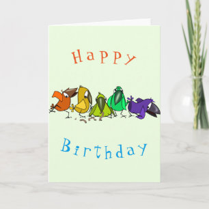 Baby Birthday Card Farbvolle Vögel - Spaß Karte