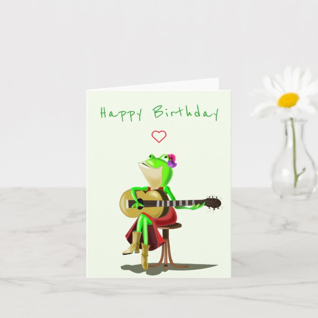 Baby Birthday Card Frosch Spielgitarre Karte (Kleine Pflanze)