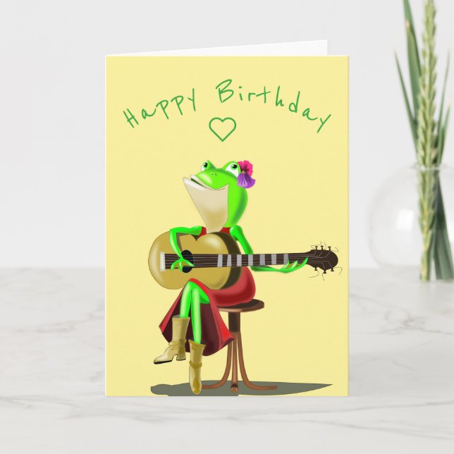 Baby Birthday Card Gitarrenspieler Frosch - Ihr Te Karte (Vorderseite)
