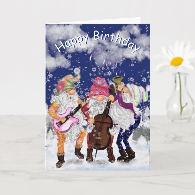 Baby Birthday Card Gnomes Music Band Karte (Kleine Pflanze)