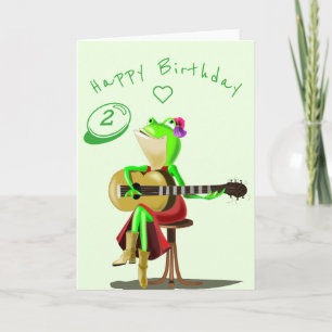 Baby Birthday Card Guitar Player Frog Personalisie Karte