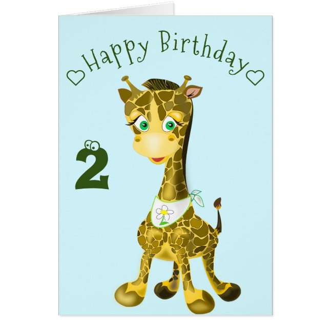 Baby Birthday Card Happy Baby Giraffe - Ihr Text (Vorne)