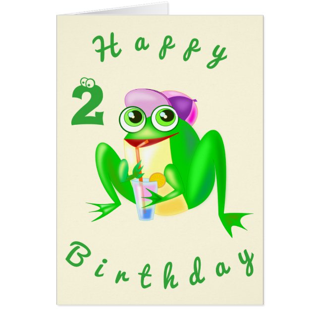 Baby Birthday Card Happy Party Frog - Personalisie (Vorne)