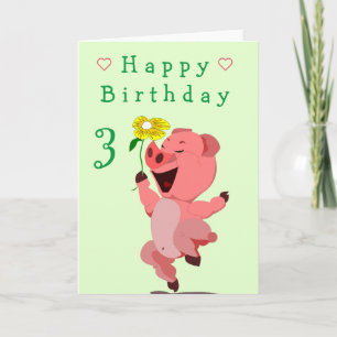 Baby Birthday Card Happy Piglet with Daisy Karte
