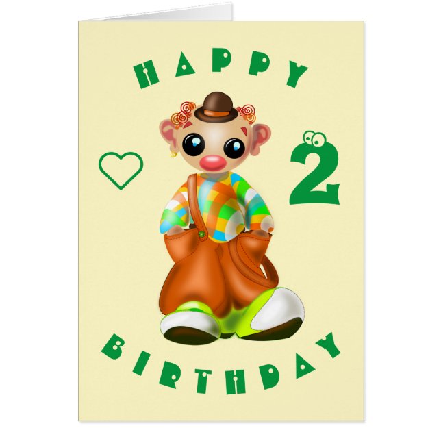 Baby Birthday Card Kleiner Clown - Ihr Text (Vorne)
