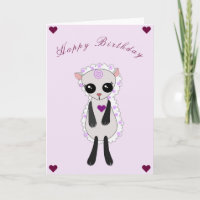 Baby Birthday Card Kleines Lamm mit Herz