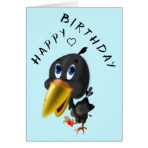 Baby Birthday Card Little Bird mit Herzgeschenk