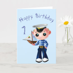 Baby Birthday Card mit Niedlichem Little Sailor Karte