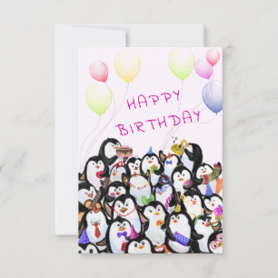 Baby Birthday Card Pinguine Party - Ihr Textname Karte