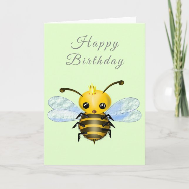 Baby Birthday Card Queen Bee - Ihr Text Karte (Vorderseite)