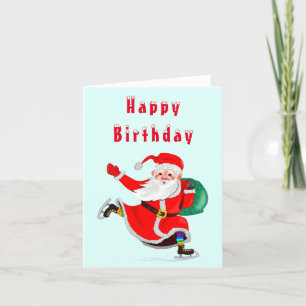 Baby Birthday Card Santa mit Geschenk - individuel Karte